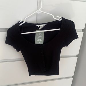 brand new h&m button crop top, black, xs
